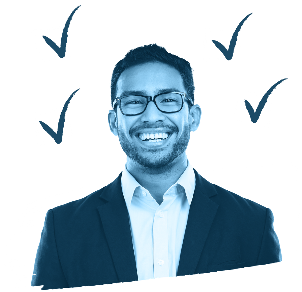 LD Persona man smiling suit Check boxes
