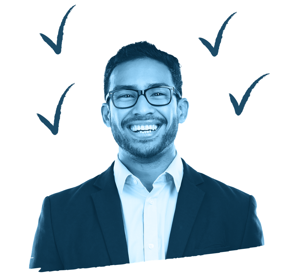 LD Persona man smiling suit Check boxes