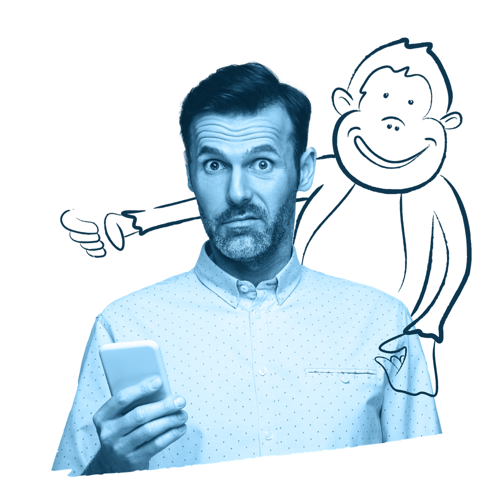 LD Persona man with phone Monkey