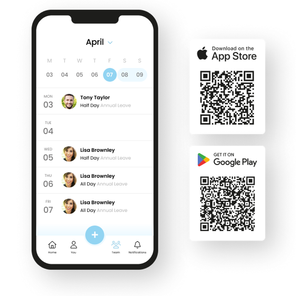 Mobile app leave dates qr